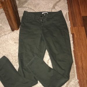 Army green skinny jeans mid rise